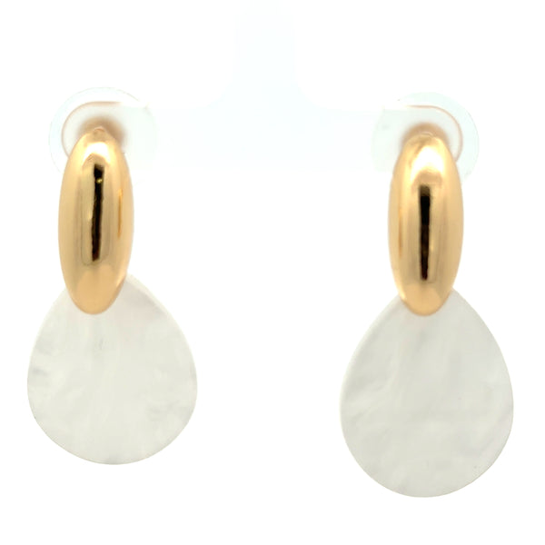 Earrings - White Resin with Gold Accent Teardrop earrings - LAST CHANCE - 10% OFF!