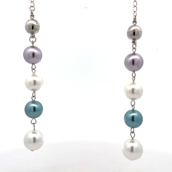 Lariat Ends - Multi-coloured shell pearl - LAST CHANCE