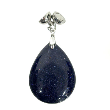 Pendant - Large Stone Teardrop - BLUE Goldstone