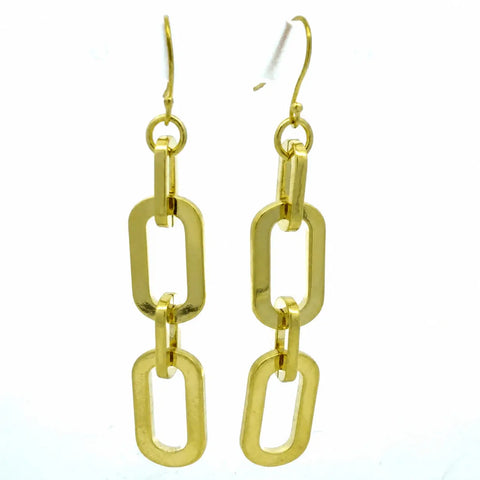 Long Earrings - Paperclip - Yellow Gold