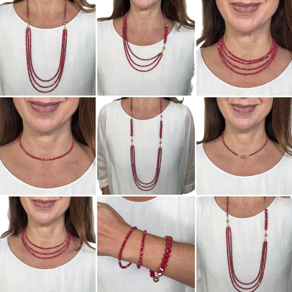 10 Way Necklace - Raspberry Crystal Seriously Romantic
