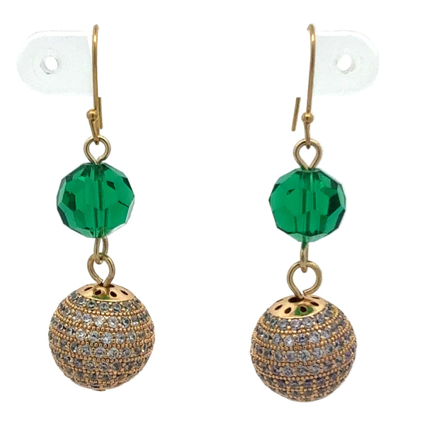 Set 6 - Pavé Sphere Earrings with Emerald + Emerald Velvet Kimono FLASH SALE