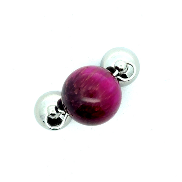 Pendant - MAGENTA Tiger Eye - Round 14mm Pendant