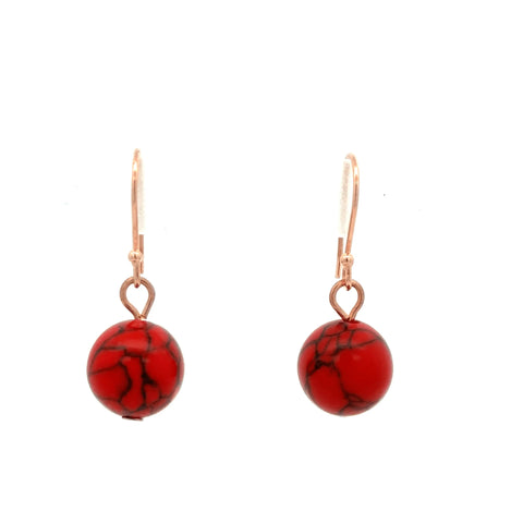 Short Earrings - RED HOWLITE