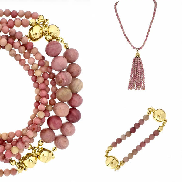 10 Way BUNDLE  - Rhodochrosite (Includes 10 Way Necklace, Tassel & Mini Connectors) Maria Nicola