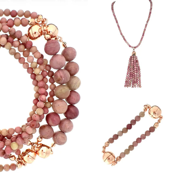 10 Way BUNDLE  - Rhodochrosite (Includes 10 Way Necklace, Tassel & Mini Connectors) Maria Nicola