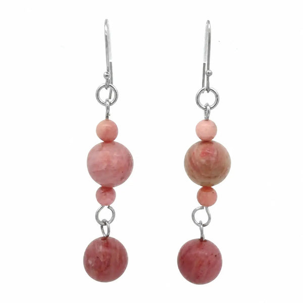 Long Earrings - Rhodochrosite Maria Nicola