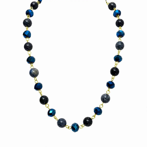 Link Necklace - NEW Sapphire (with blue goldstone and Sodalite) Seriously Romantic