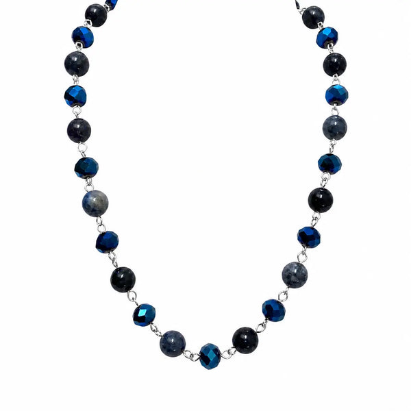 LONGER Link Necklace - NEW Sapphire (with blue goldstone and Sodalite) Seriously Romantic