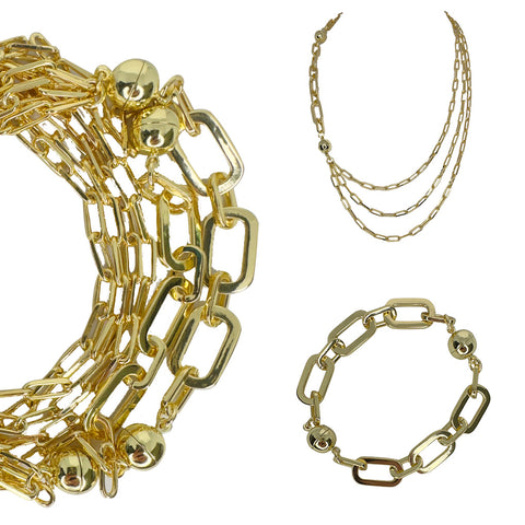 10 Way Necklace - Paperclip - Yellow Gold