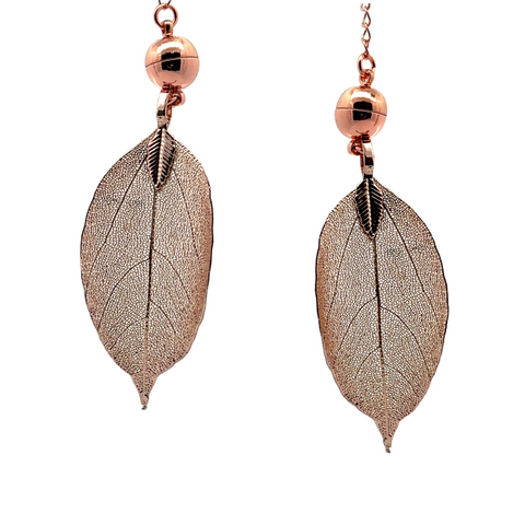 Lariat Ends - Eden Leaves - sold in pairs - Rose Gold