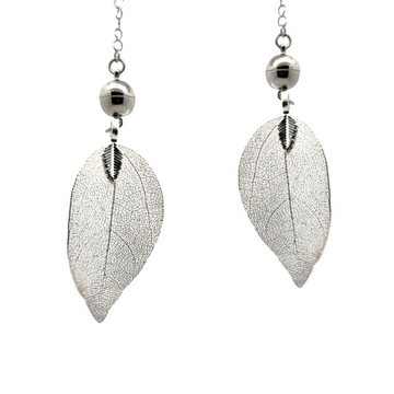 Lariat Ends - Eden Leaves - sold in pairs - Silver