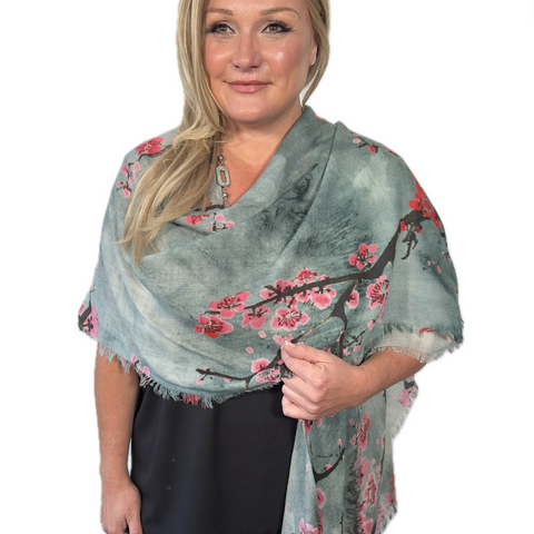 Cape - Cherry Blossom on Grey - LAST ONES 20% off!!!