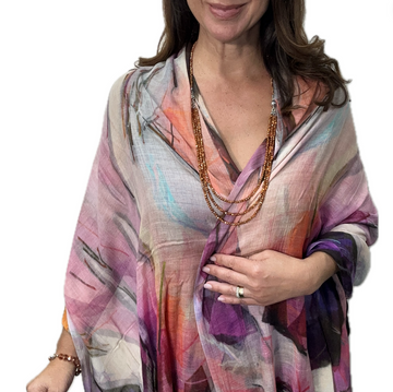 Scarf - MODAL Silk - Lilac & Orange