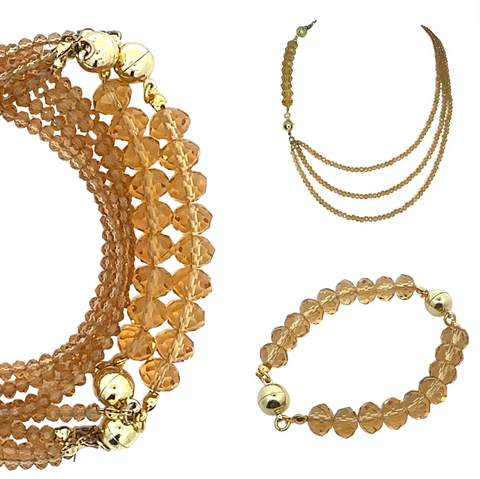 10 Way Necklace - Golden Crystal