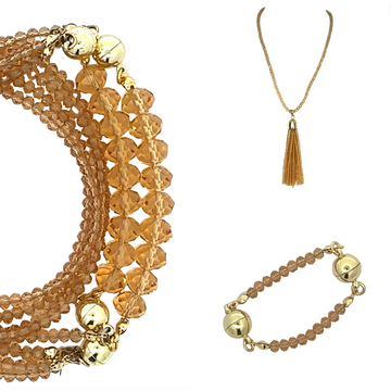 10 Way BUNDLE  - Golden Crystal (Includes 10 Way Necklace, Tassel & Mini Connectors)