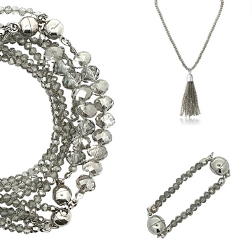 10 Way BUNDLE  - Platinum Crystal (Includes 10 Way Necklace, Tassel & Mini Connectors)