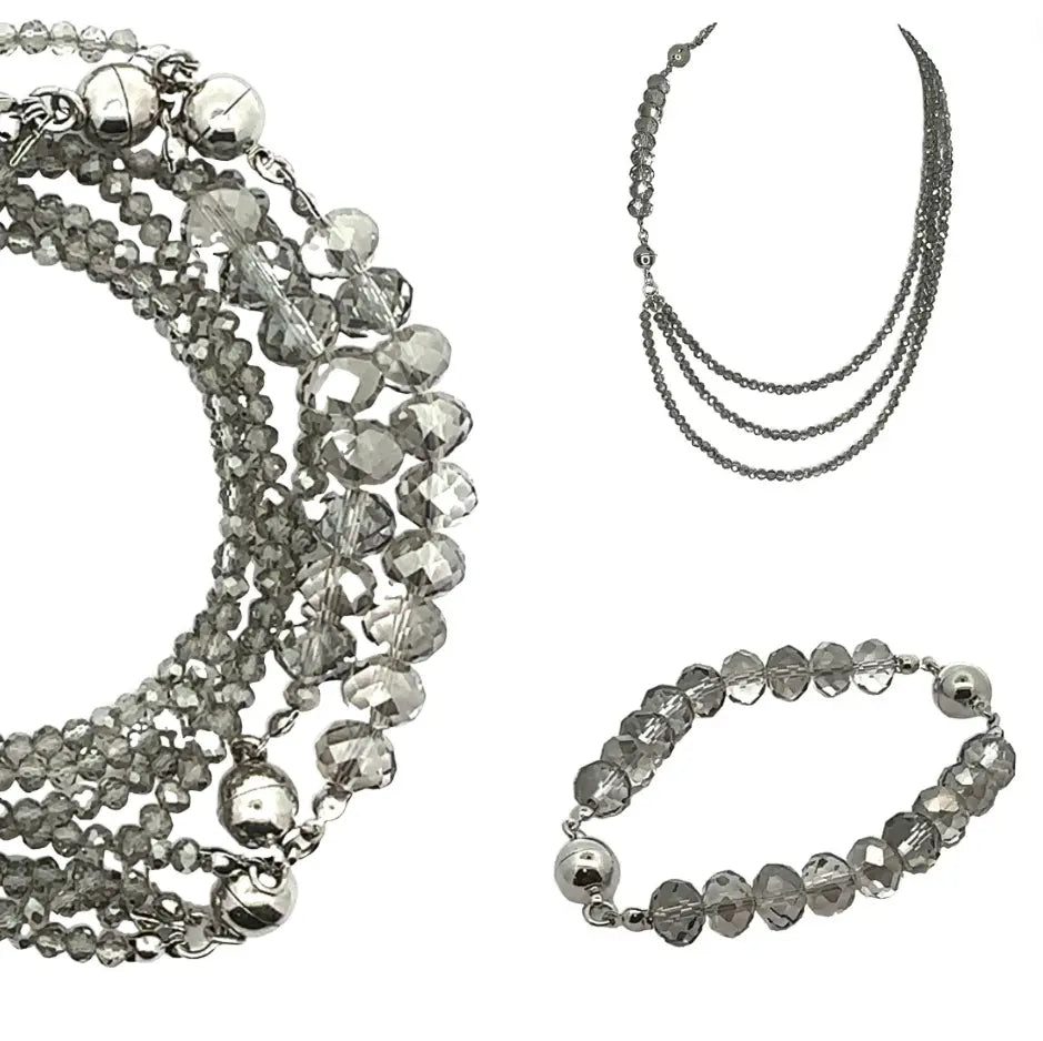 10 Way Necklace - Platinum Crystal with Silver Magnets Seriously Romantic