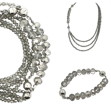 10 Way Necklace - Platinum Crystal with Silver Magnets