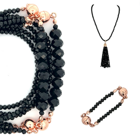 10 Way BUNDLE - Black Crystal (Includes 10 Way Necklace, Tassel & Mini Connectors)
