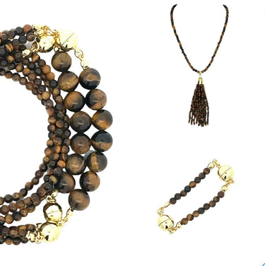 10 Way Necklace BUNDLE  - Tiger Eye  (Includes 10 Way Necklace, Tassel & Mini Connectors) Seriously Romantic