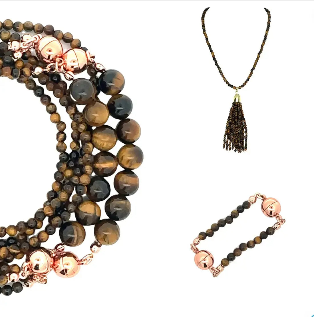 10 Way Bundle - Tiger Eye (Includes 10 Way Necklace, Tassel & Mini Connectors)
