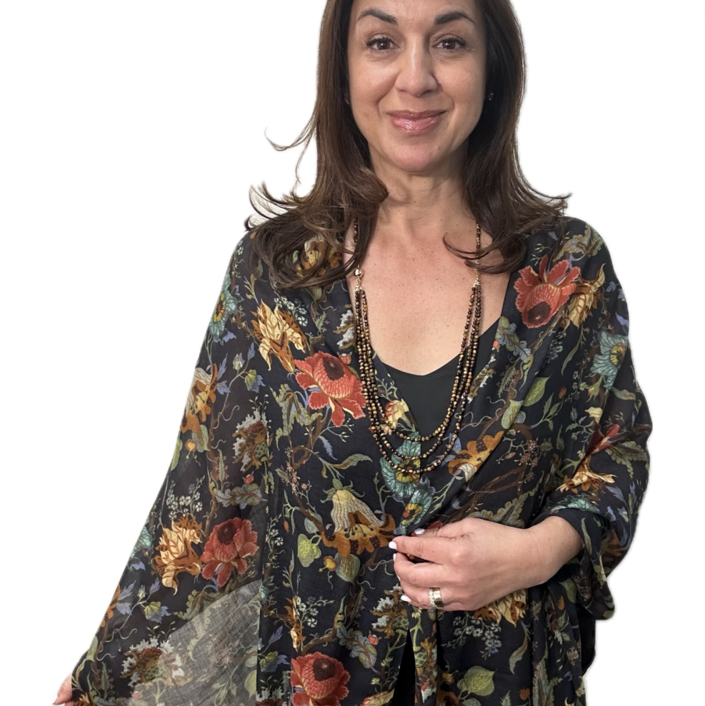 Image of Scarf - Modal Silk - Night Blooms