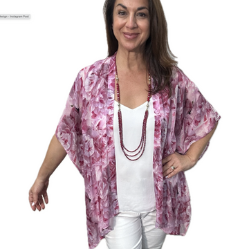 Kimono - Short - Pink Peonies