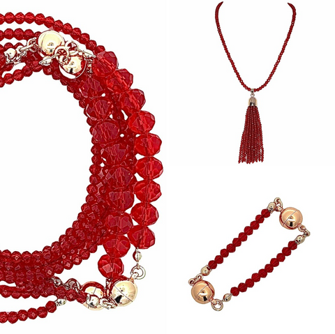 10 Way BUNDLE  - Red Translucent Crystal (Includes 10 WAY NECKLACE™, Tassel & Mini Connectors)