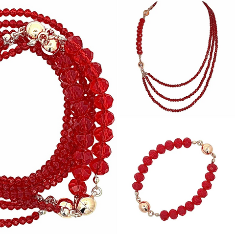 10 WAY NECKLACE™ - Translucent Red Crystal