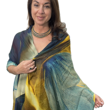 Scarf - Modal Silk - Gilded Leaves