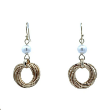 Earrings - MULTI-RING WITH SHELL PEARL - ON SALE 40% OFF!
