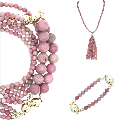 10 Way BUNDLE  - Rhodochrosite (Includes 10 Way Necklace, Tassel & Mini Connectors)