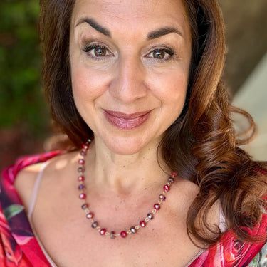 Longer Link Necklace - PLUM crystal and Raspberry Crystal Maria Nicola
