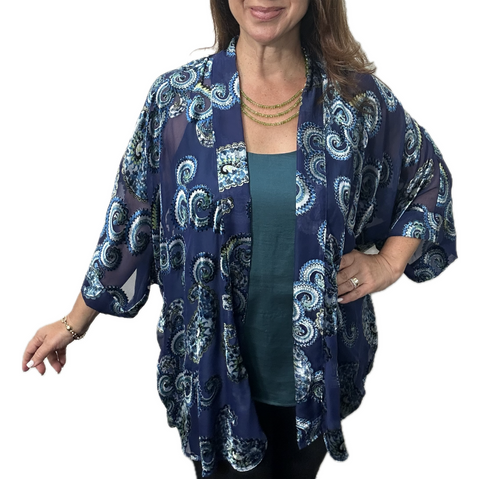 Square Kimono - BLUE PAISLEY