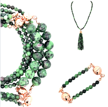 10 Way BUNDLE  - RUBY ZOISITE (Includes 10 Way Necklace, Tassel & Mini Connectors)