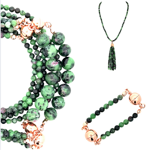 10 Way BUNDLE  - RUBY ZOISITE (Includes 10 Way Necklace, Tassel & Mini Connectors)