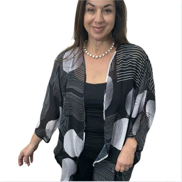 Kimono - Long - Black and White Stripes Namaskar
