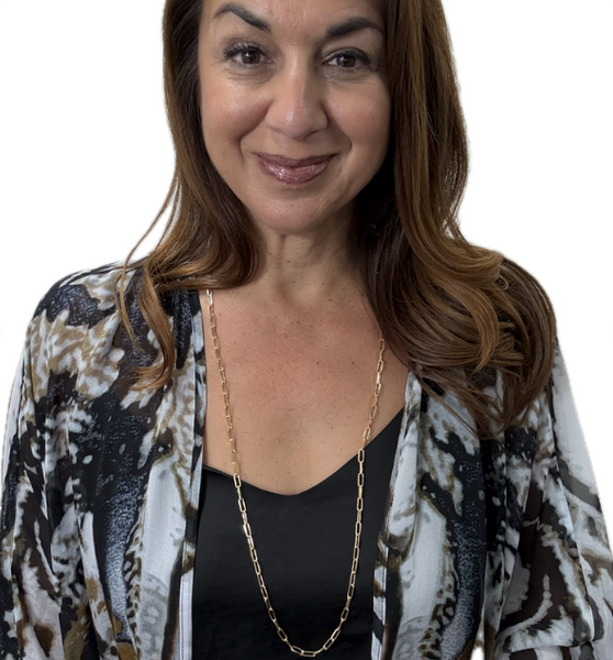 Long Strand Necklace - Paperclip - Yellow Gold