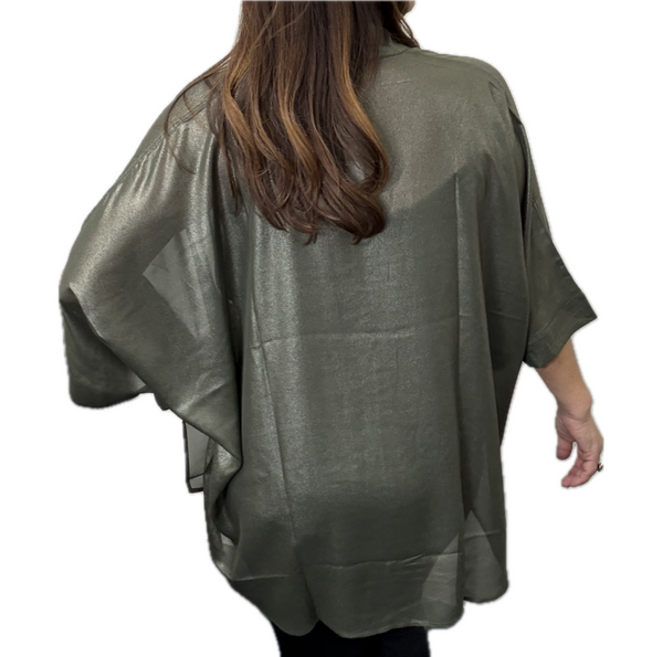 Square Kimono - Reversible - Metallic SAGE
