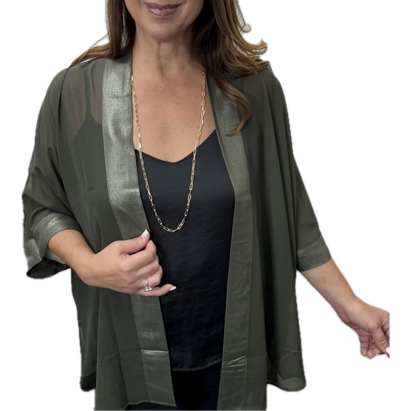 Square Kimono - Reversible - Metallic SAGE