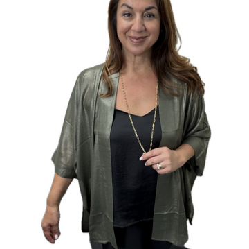 Square Kimono - Reversible - Metallic SAGE