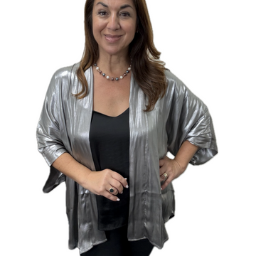 Square Kimono - Reversible - Metallic Silver
