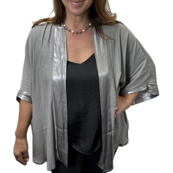 Square Kimono - Reversible - Metallic Silver