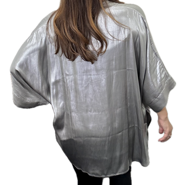 Square Kimono - Reversible - Metallic Silver