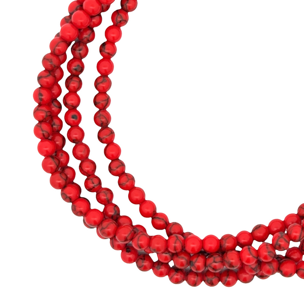 Medium Strand Necklace - RED Howlite