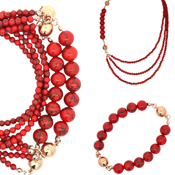 10 Way Necklace - RED Howlite
