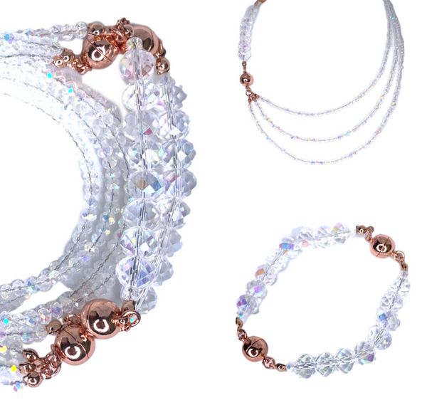 SET 12- 35% OFF! AB 10 WAY NECKLACE + SNOWFLAKE CRYSTAL PENDANT
