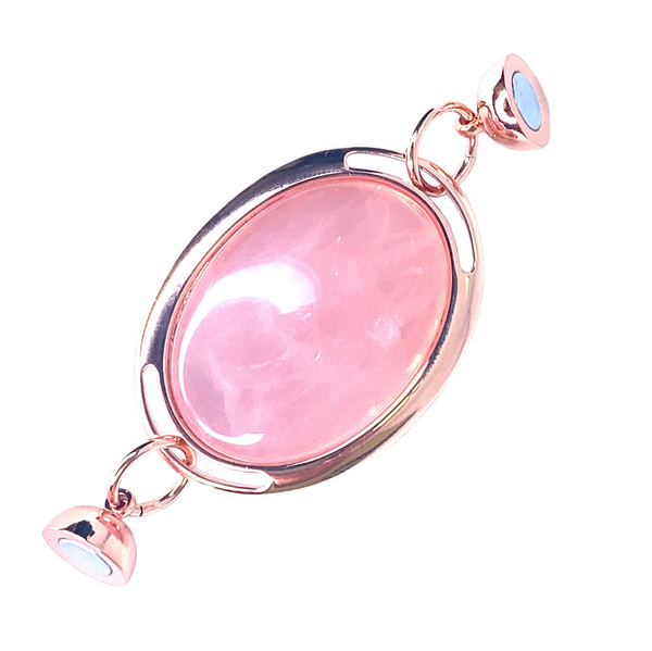 SET 2- 50% OFF! PINK LOTUS LONG KIMONO + OVAL ROSE QUARTZ STONE PENDANT+SATIN ROSE GOLD SATIN LONG STRAND NECKLACE + EDEN WALK ON WATER CUFF