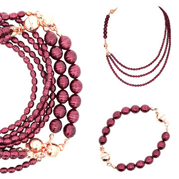 10 Way Necklace - Shell Pearl - BURGUNDY